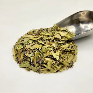 Tisane bio l'Arbori'zen du Docteur Sammut pour le stress avec plantes médicinales en vrac et pelle à thé.