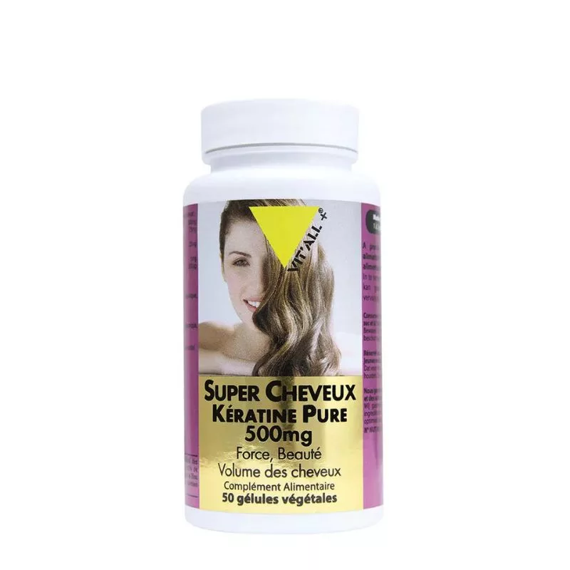 Super Cheveux Kératine Pure 500mg – 50 comprimés – Vitall+