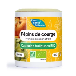Complément alimentaire bio en gélules à base de pépins de courge pour le confort masculin - Herboristerie du Docteur Sammut
