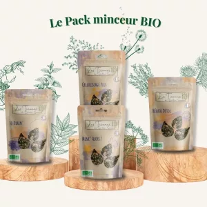 Pack minceur composé de 4 tisanes bio pour favoriser la détox et soutenir la perte de poids naturellement