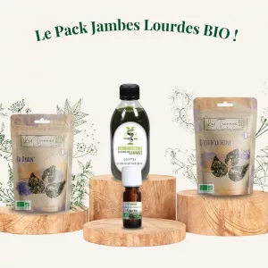 Pack Jambes Lourdes BIO, contenant deux tisanes, des gouttes Circulation et une huile essentielle de cyprès - Herboristerie du Docteur Sammut